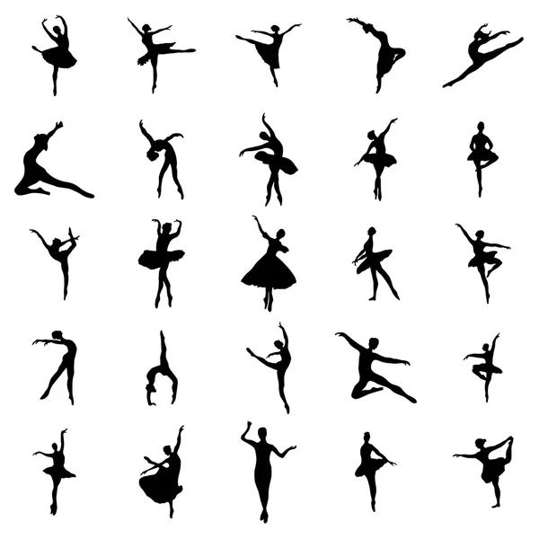 Ensemble de silhouettes de ballerine — Image vectorielle