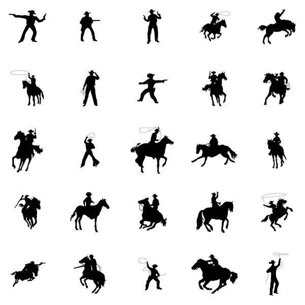 Ensemble de silhouettes de cow-boy — Image vectorielle