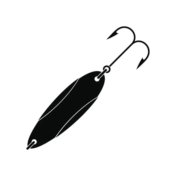 Magas/mély hal horog fekete egyszerű ikon — Stock Vector