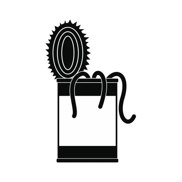 Tin of earthworms black simple icon — Stock Vector