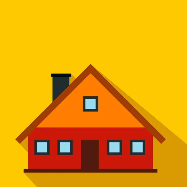 Casa de campo roja icono plano — Vector de stock