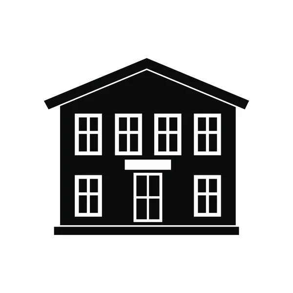 Tvåvåningshus ikonen — Stock vektor