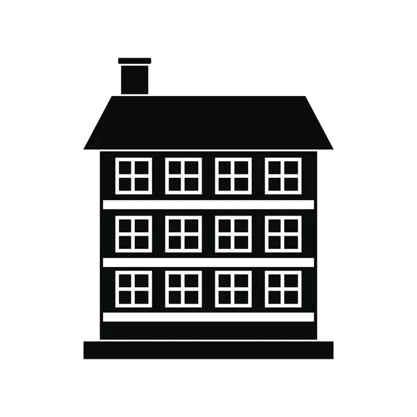 Three-storey house black simple icon — Stock Vector