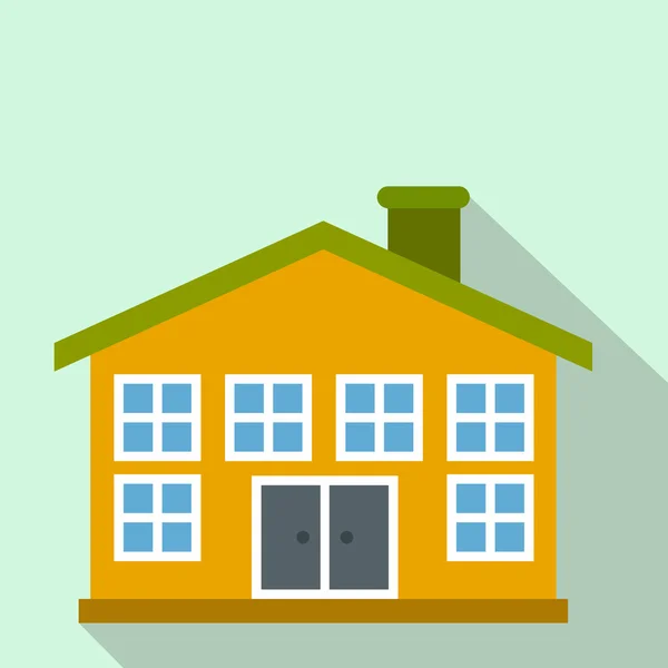 Icône plate jaune de maison de deux étages — Image vectorielle