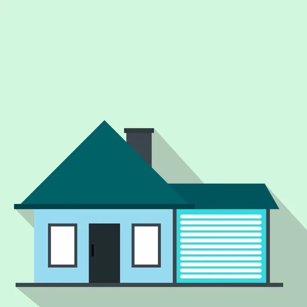 Chalet avec une icône de garage plat — Image vectorielle