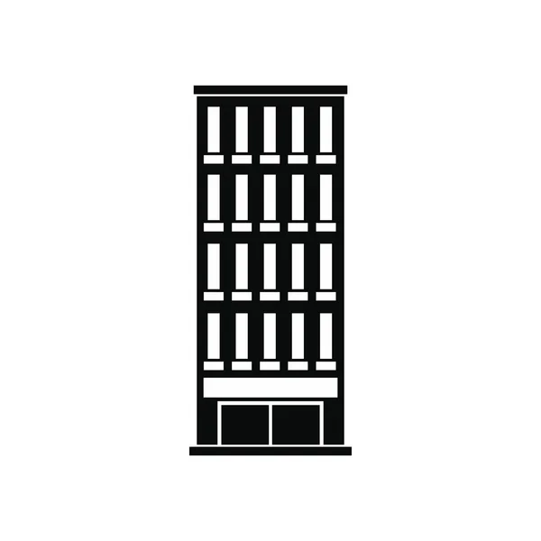 Edificio moderno negro icono simple — Archivo Imágenes Vectoriales