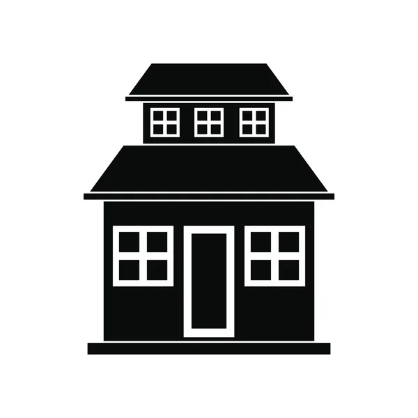 Cottage with a mansard black simple icon — Stock Vector