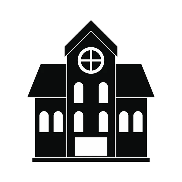 Casa con una mansarda nera semplice icona — Vettoriale Stock