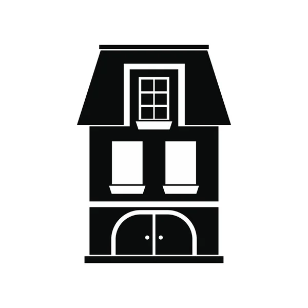 House with a mansard and garage icon — Stock Vector