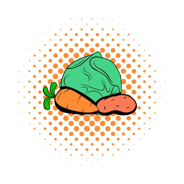 Cabbage, carrot, potatoe comics icon - Stok Vektor