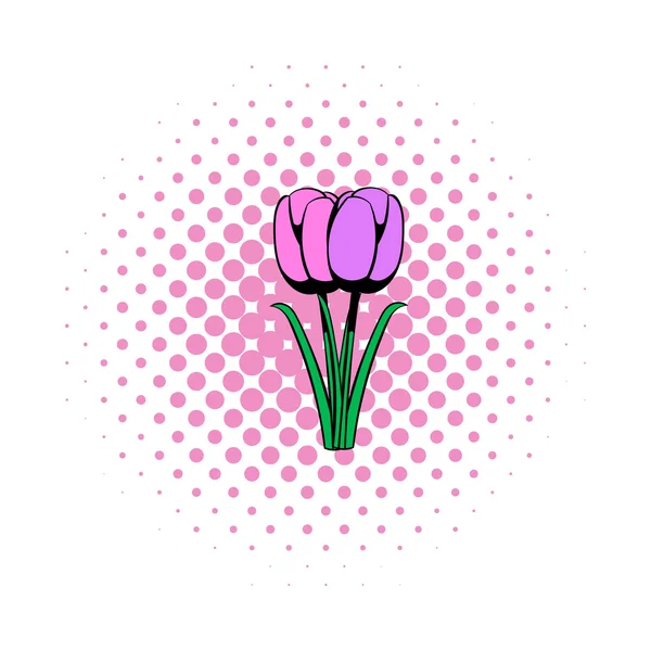 Icona fumetti tulipano viola — Vettoriale Stock