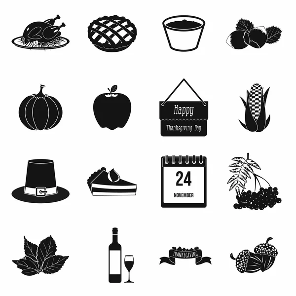 Thanksgiving jour noir icônes simples — Image vectorielle