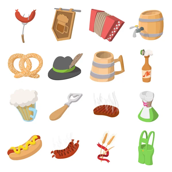 Oktoberfest fiesta iconos de dibujos animados — Vector de stock