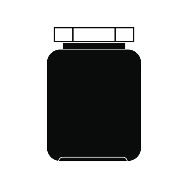 Pot en verre vide avec icône de couvercle — Image vectorielle