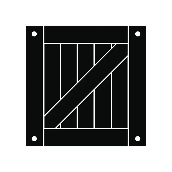 Scatola di legno nero semplice icona — Vettoriale Stock