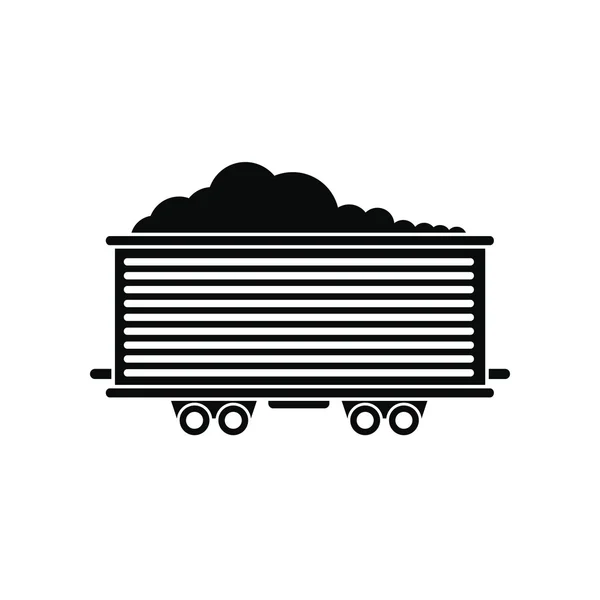 Nyitott vasúti kocsi fekete egyszerű ikon — Stock Vector