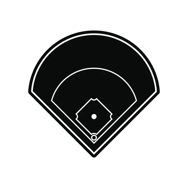 Campo de béisbol negro icono simple — Vector de stock