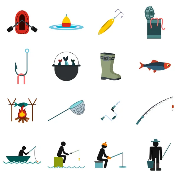 Fishing flat icons set — Stock Vector