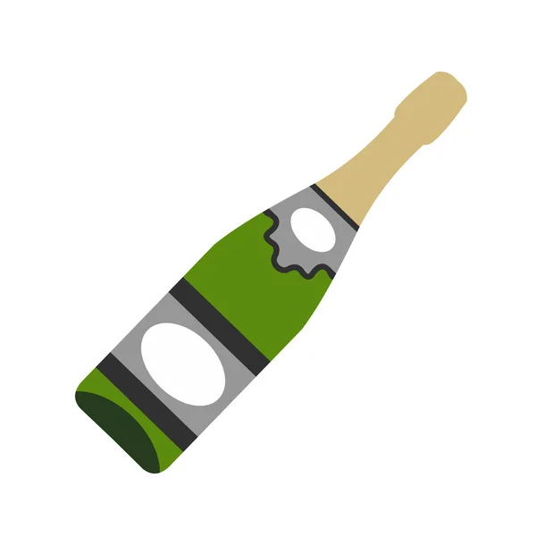 Flasche Champagner flach Symbol — Stockvektor