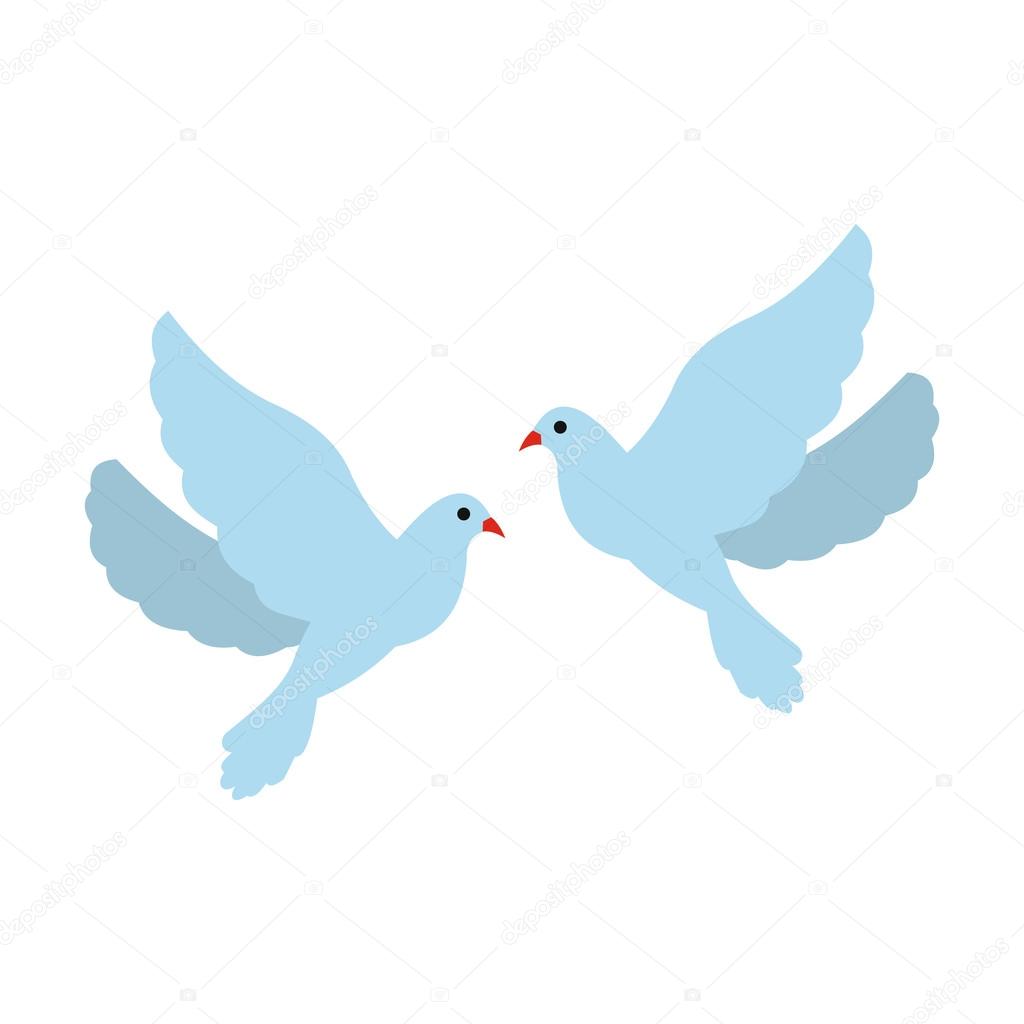 Two doves flat icon
