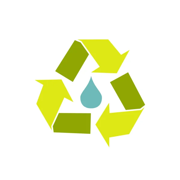 Wassertropfen mit Recycling-Symbol — Stockvektor