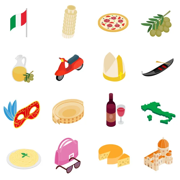 Italia iconos isométricos 3d — Vector de stock