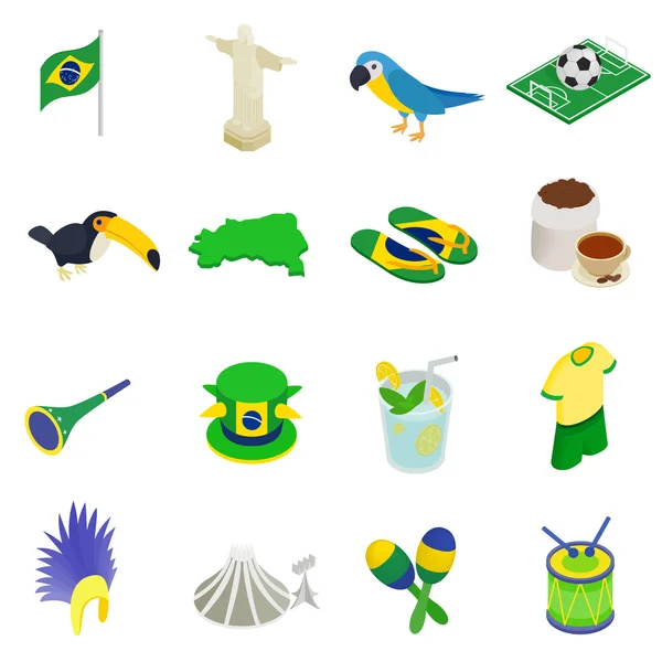 Brasil ícones 3d isométricos —  Vetores de Stock