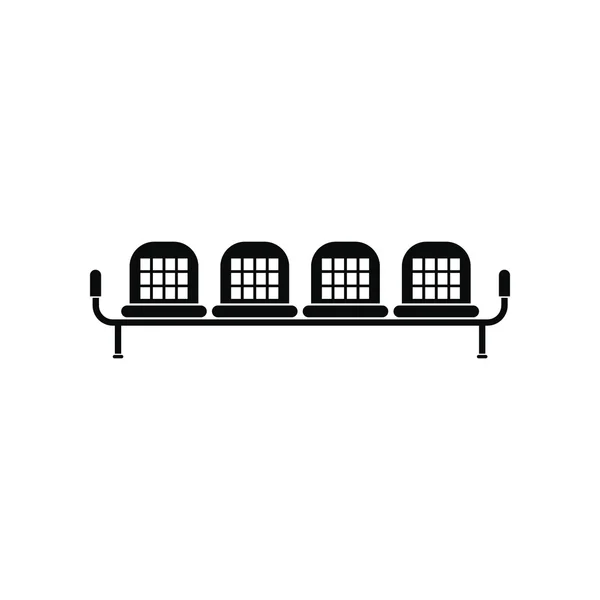 Aeropuerto asientos negro icono simple — Archivo Imágenes Vectoriales