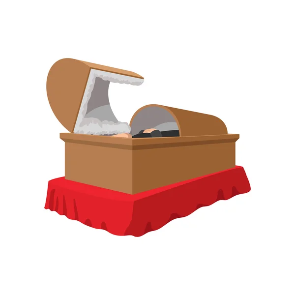 Une icône de dessin animé cercueil ouvert — Image vectorielle