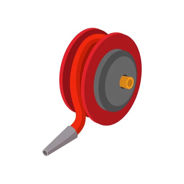 Red fire hose winder roll reels cartoon icon — Stock Vector