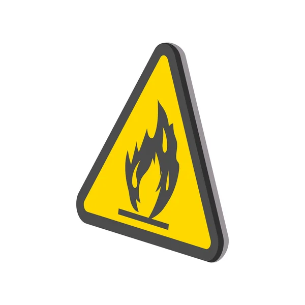 Ícone de desenho animado sinal de aviso de fogo —  Vetores de Stock
