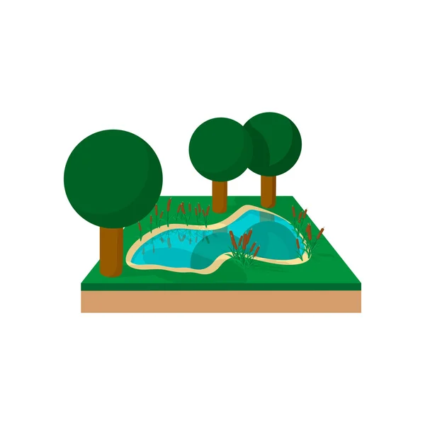 Rivier in een zomer bos cartoon icoon — Stockvector
