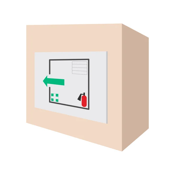 Oheň extinguishe kreslený ikonu a evakuační plány — Stockový vektor