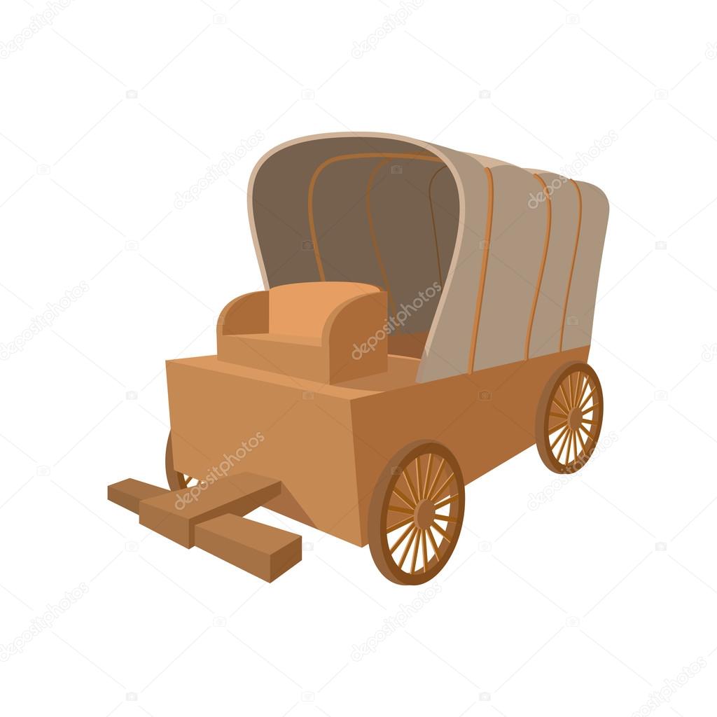 Western covered wagon cartoon icon
