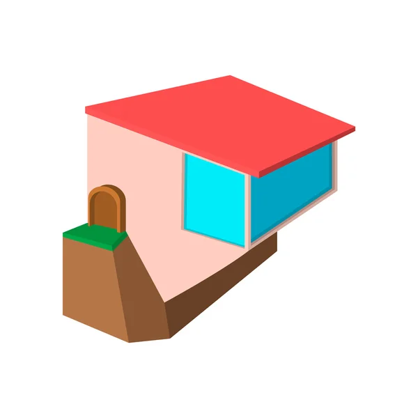 Casa de campo en el borde de un icono de dibujos animados acantilado — Vector de stock