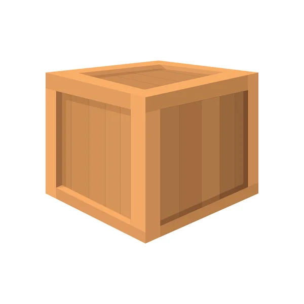 나무 상자 만화 아이콘 — 스톡 벡터