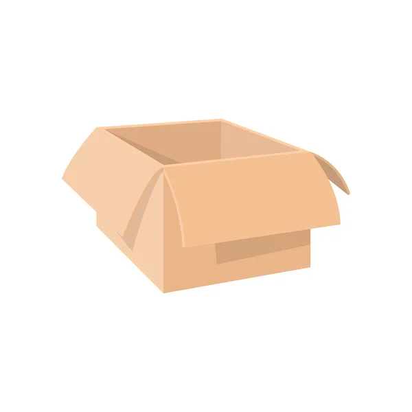 Open empty cardboard cartoon icon — Stock Vector