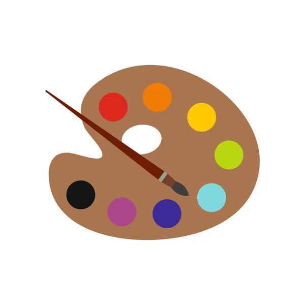 Palette mit Pinsel flach Symbol — Stockvektor