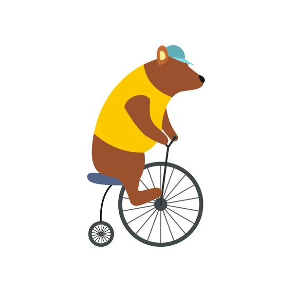 Vintage oso en el icono de la bicicleta — Vector de stock