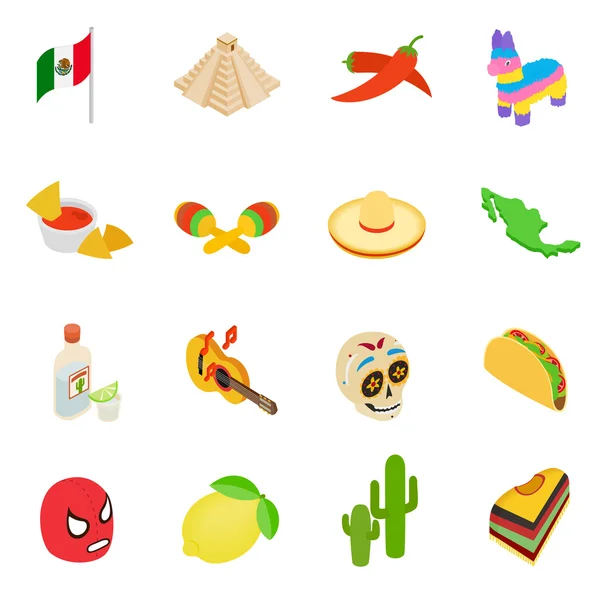 Mexico isometric 3d icons — Stock Vector