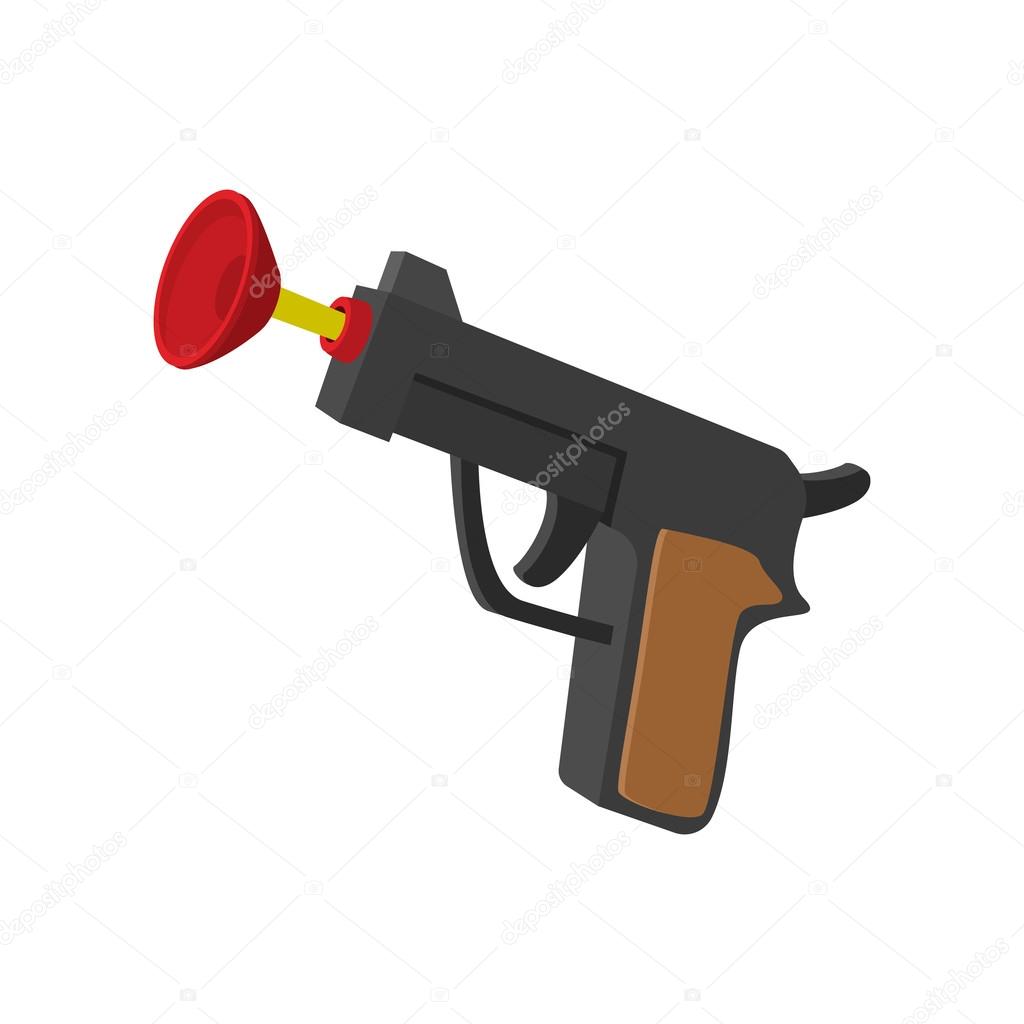 Toy gun with suction cup cartoon icon Stock Vector by ©juliarstudio