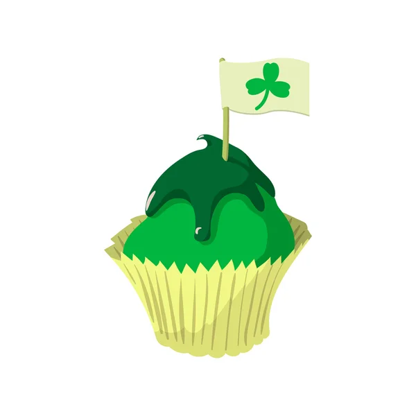 St Patricks Day Cupcake Cartoon Ikone — Stockvektor