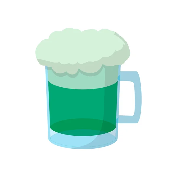 Pivní hrnek zeleného piva s ikonou pěny hlavu — Stockový vektor