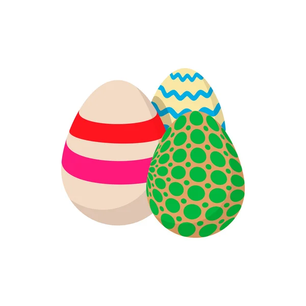 Trois oeufs de Pâques colorés icône de dessin animé — Image vectorielle