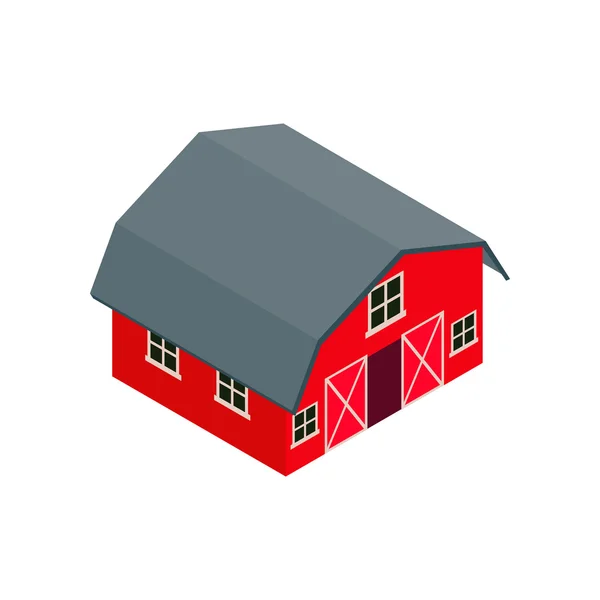 Dřevěné červená stodola izometrické 3d ikony — Stockový vektor