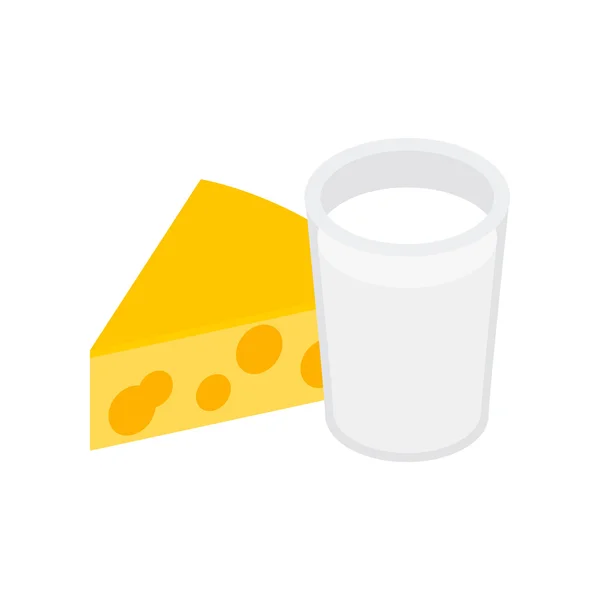 Queijo com leite isométrico ícone 3d — Vetor de Stock