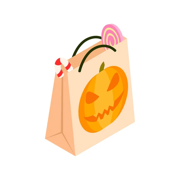 Bolsa de papel de Halloween ícono 3D isométrico — Vector de stock