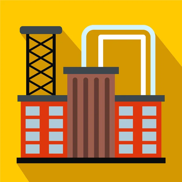 Plant industrial building flat icon — Stock Vector