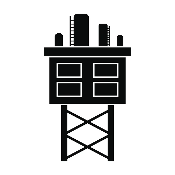 Piattaforma petrolifera nera semplice icona — Vettoriale Stock