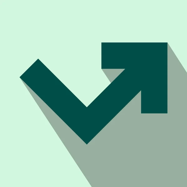 Ángulo de flecha girando hacia el icono plano derecho — Vector de stock